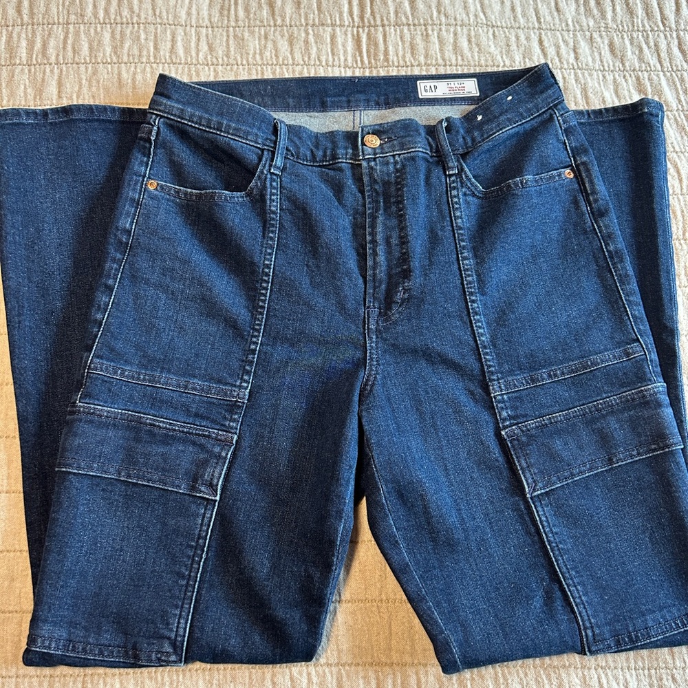 GAP Women's Dark Blue 70s Flare High Rise